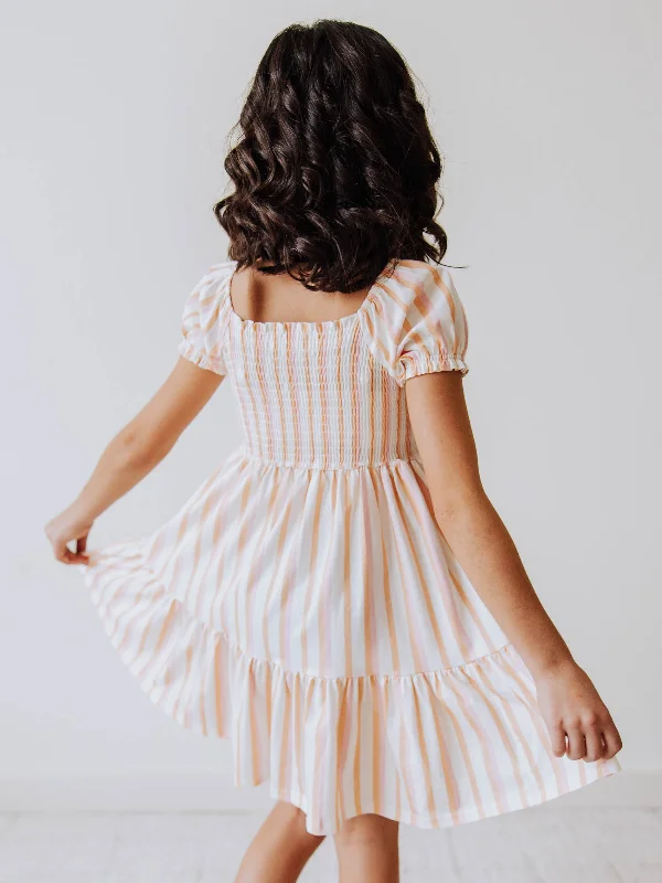 Puff Sleeve Dress - Sherbet Stripes