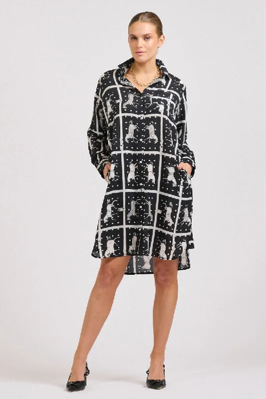 The Classic Shirtdress - Horse Navy/White