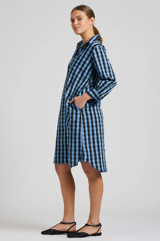 The Classic Shirtdress - Black / Blue Gingham