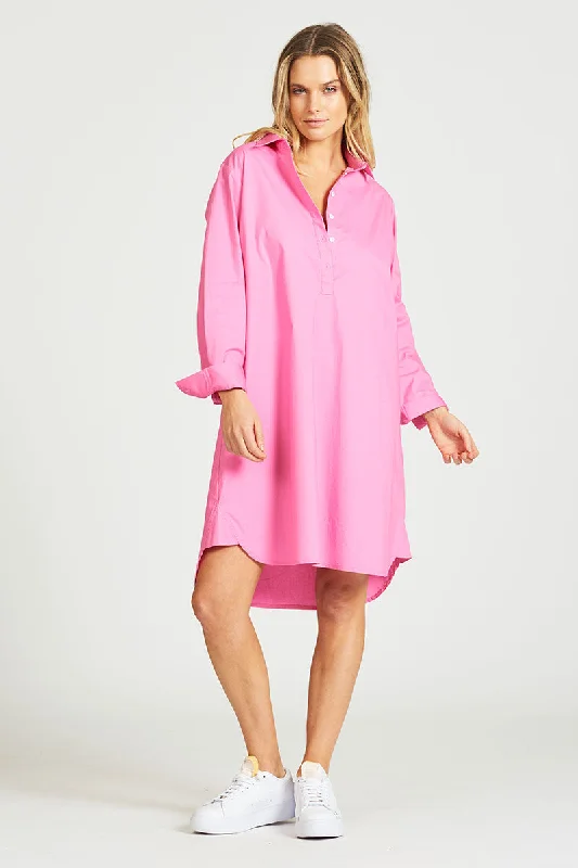 The Popover Shirtdress - Hot Pink