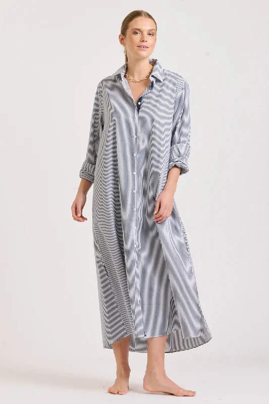 The Pippa Oversized Longline Dress - Navy Stripe