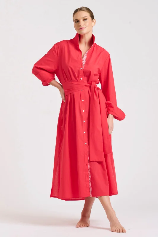 The Pippa Oversized Longline Dress - Red/Pink Trim