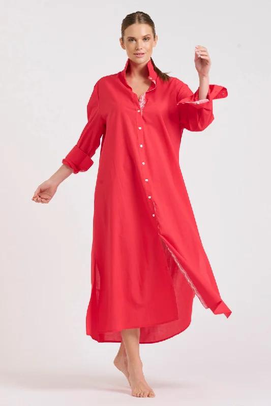 The Pippa Oversized Longline Dress - Red/Pink Trim