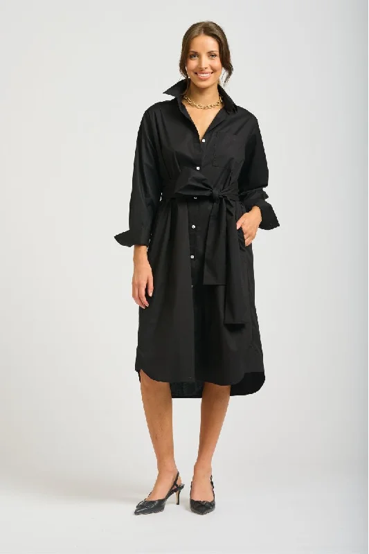 The Georgie Gatherback Shirtdress - Black