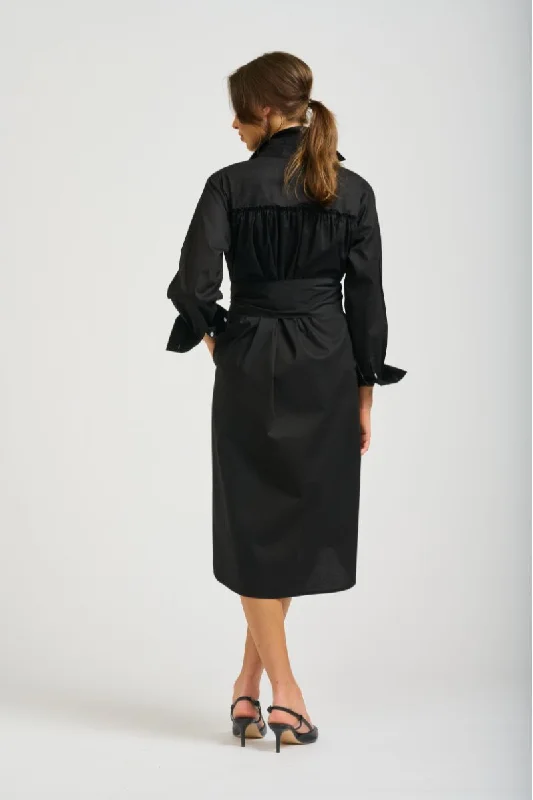 The Georgie Gatherback Shirtdress - Black