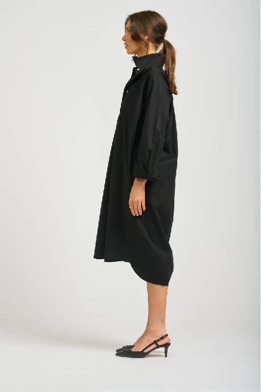 The Georgie Gatherback Shirtdress - Black