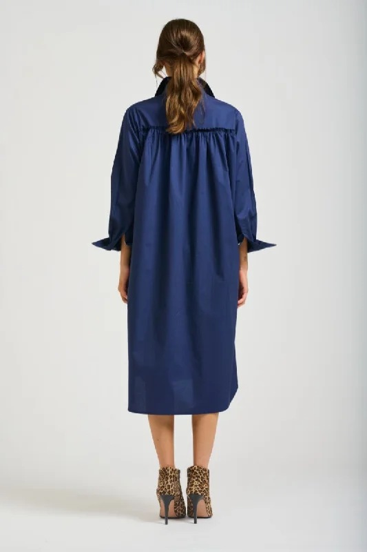 The Georgie Gatherback Shirtdress - Navy