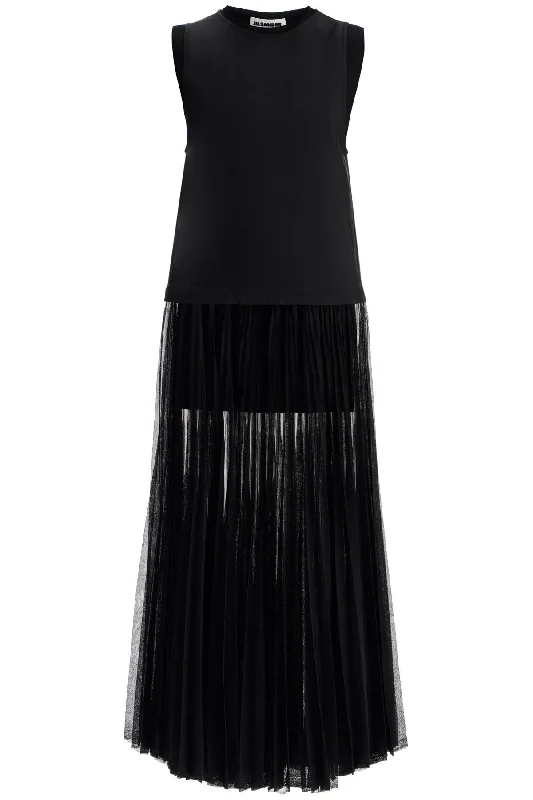 JIL SANDER Layered Pleat Mini-Maxi Dress